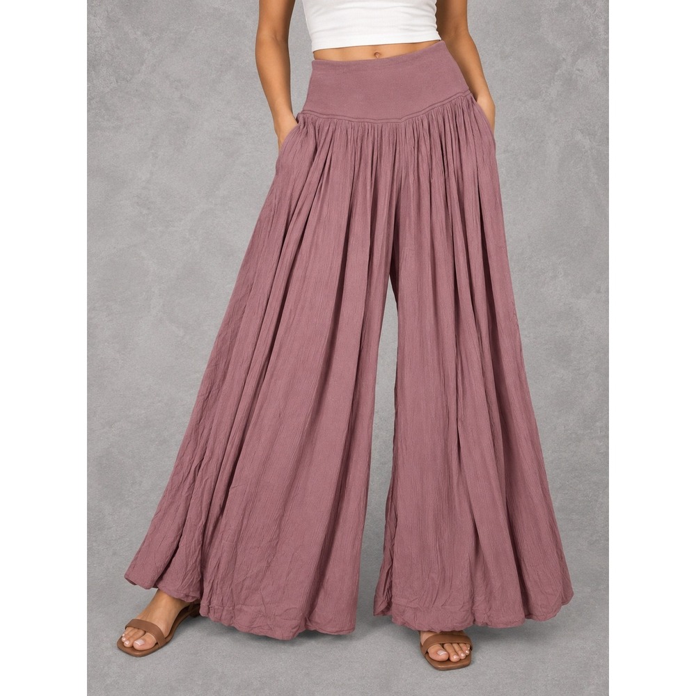 Free People Free Est Wide Leg Pants Womens Medium Mauve Gauze Flowy Boho Pilgrim